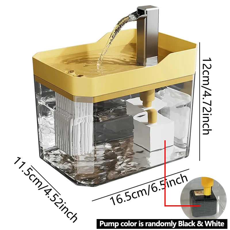 Cat auto water dispenser 1.5L w/ pump filter, silent, Pet drinking water equipment for cats & small dogs,6 filters,1 year use