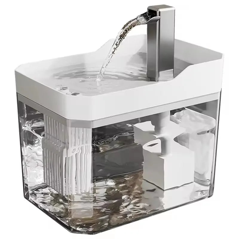 Cat auto water dispenser 1.5L w/ pump filter, silent, Pet drinking water equipment for cats & small dogs,6 filters,1 year use