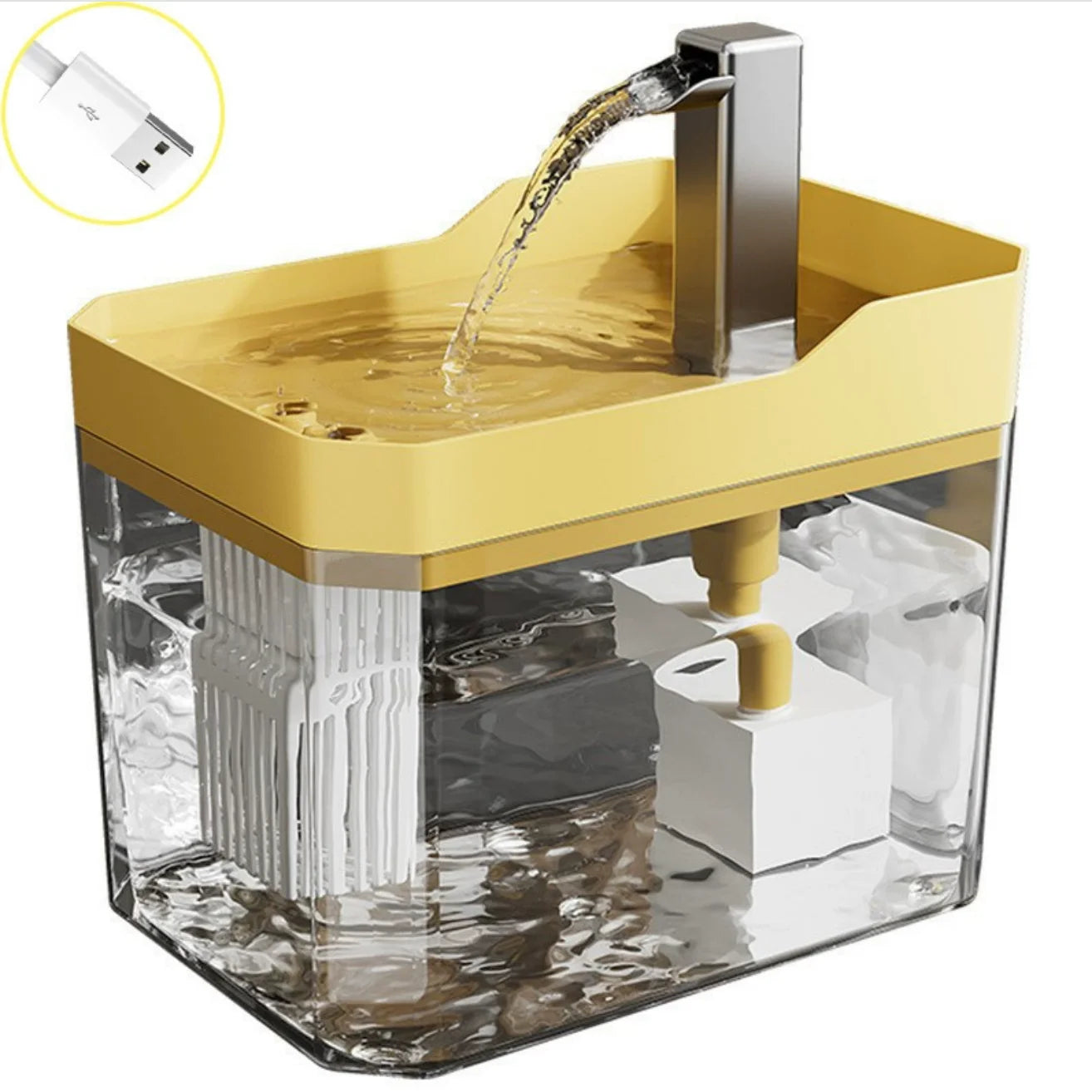 Cat auto water dispenser 1.5L w/ pump filter, silent, Pet drinking water equipment for cats & small dogs,6 filters,1 year use