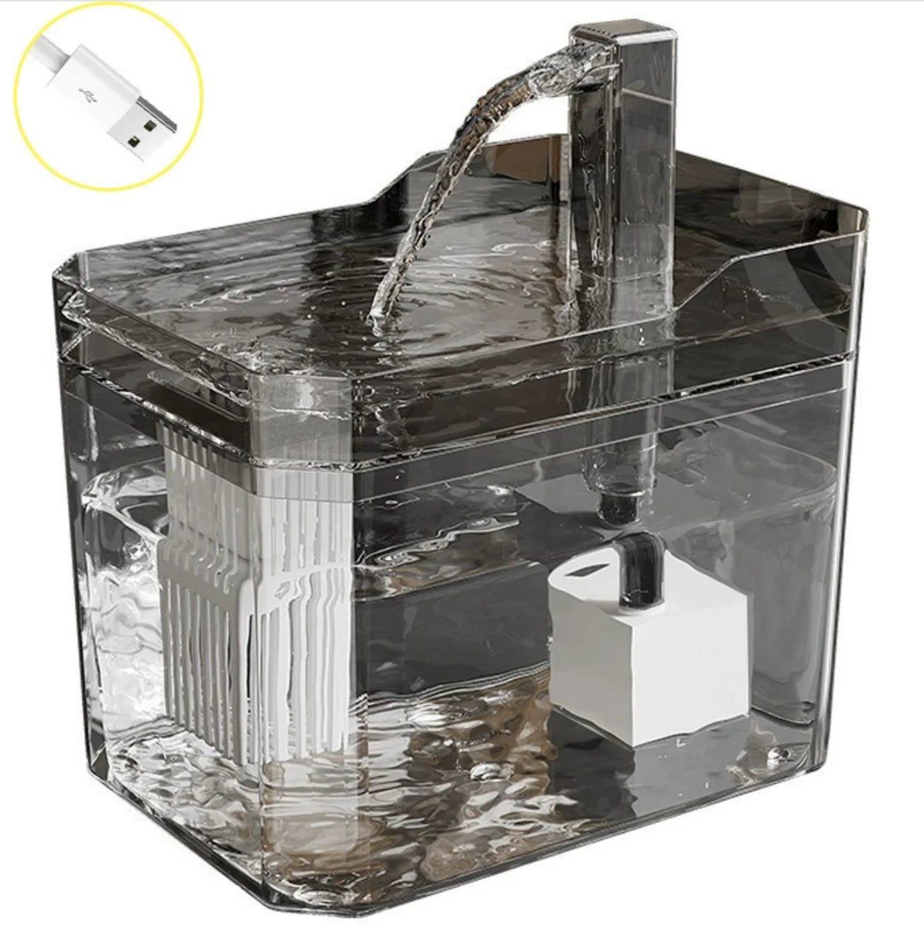 Cat auto water dispenser 1.5L w/ pump filter, silent, Pet drinking water equipment for cats & small dogs,6 filters,1 year use